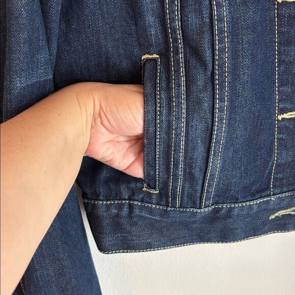 PINK vintage Victoria's Secret Dark Blue Jean Jacket Women medium fall denim EUC - Picture 6 of 11